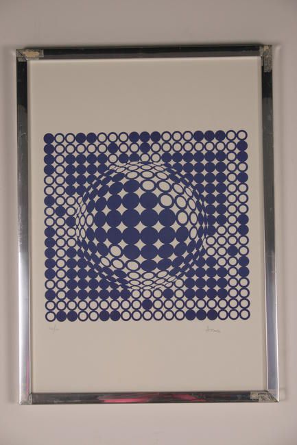 Victor Vasarely style lithograph: 25h x 17.5w inches, edition 40/100 framed