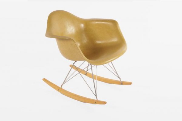 Charles & Ray Eames RAR rocker, circa 1980: Charles & Ray Eames RAR rocker, circa 1980 Modernica Dimensions: 27h x 25w x 27d x 17h seat inches, fiberglas, wire, birsch wood