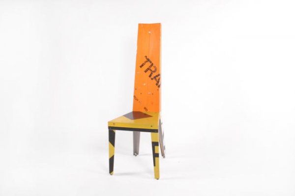 Boris Bally Transit chair, USA circa 1985: Boris Bally Transit chair, USA circa 1985 Dimensions: 48.5h x 16w x 18d inches, seat 18h inches, made of streetsigns