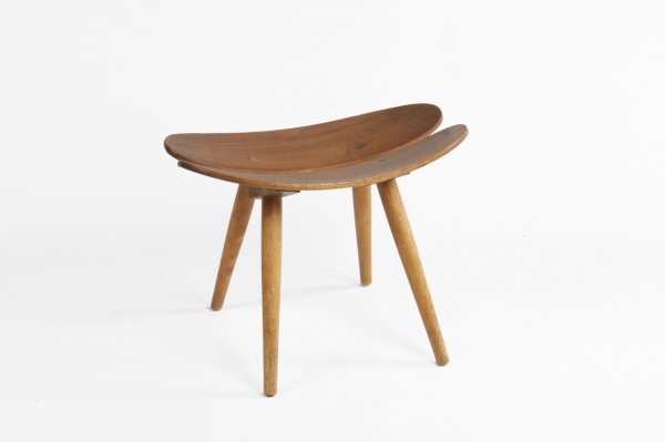 Danish modern stool Denmark c. 1950: 12h x 18w x 11d inches, solid teak