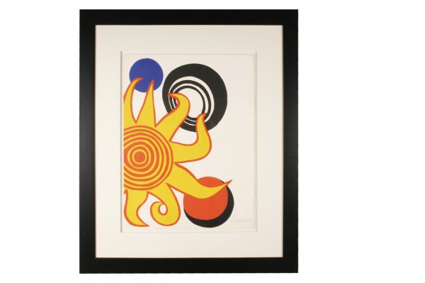 Alexander Calder (1898-1976): Sun and Spheres: USA c.1970, 25h x 19 1/4 inches, Pencil signed lithograph, Artist's proof E.A., framed
