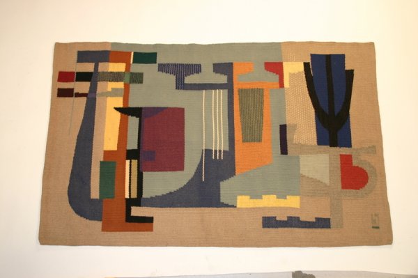 Jacques Douches : Tapestry, Sao Paulo 1961: 38.5h x 61w inches, signed lower right "61", Atelier Douchez-Nicola