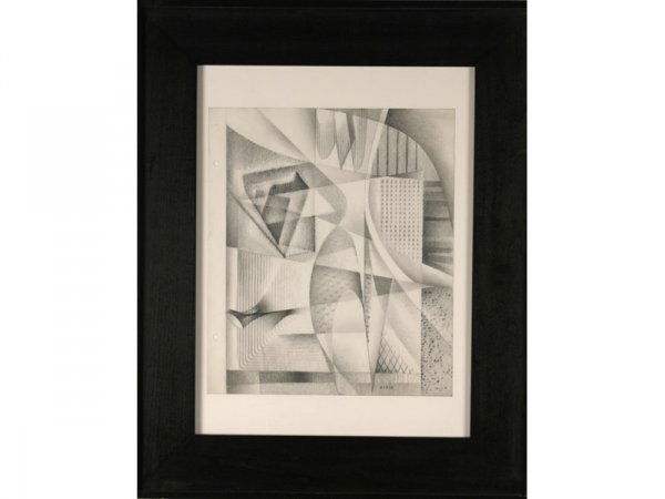 Medard Klein ( American 1905-2002) : Untitled 1940: 12 1/4h x 11w inches, grapithe pencil drawing. Bio: Medard Klein (American, 1905-2002) Klein exhibited regularly at the Museum of Non-Objective Art (Guggenheim), Art Institute of Chicago, National Aca