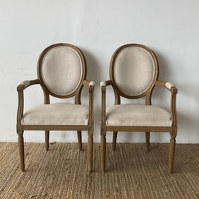 Restoration Hardware French Contemporary Round Fabric Dining Chairs