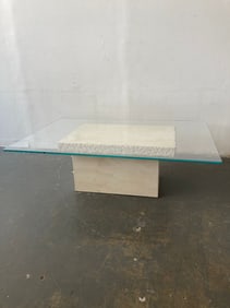Glass Top Travertine Coffee Table