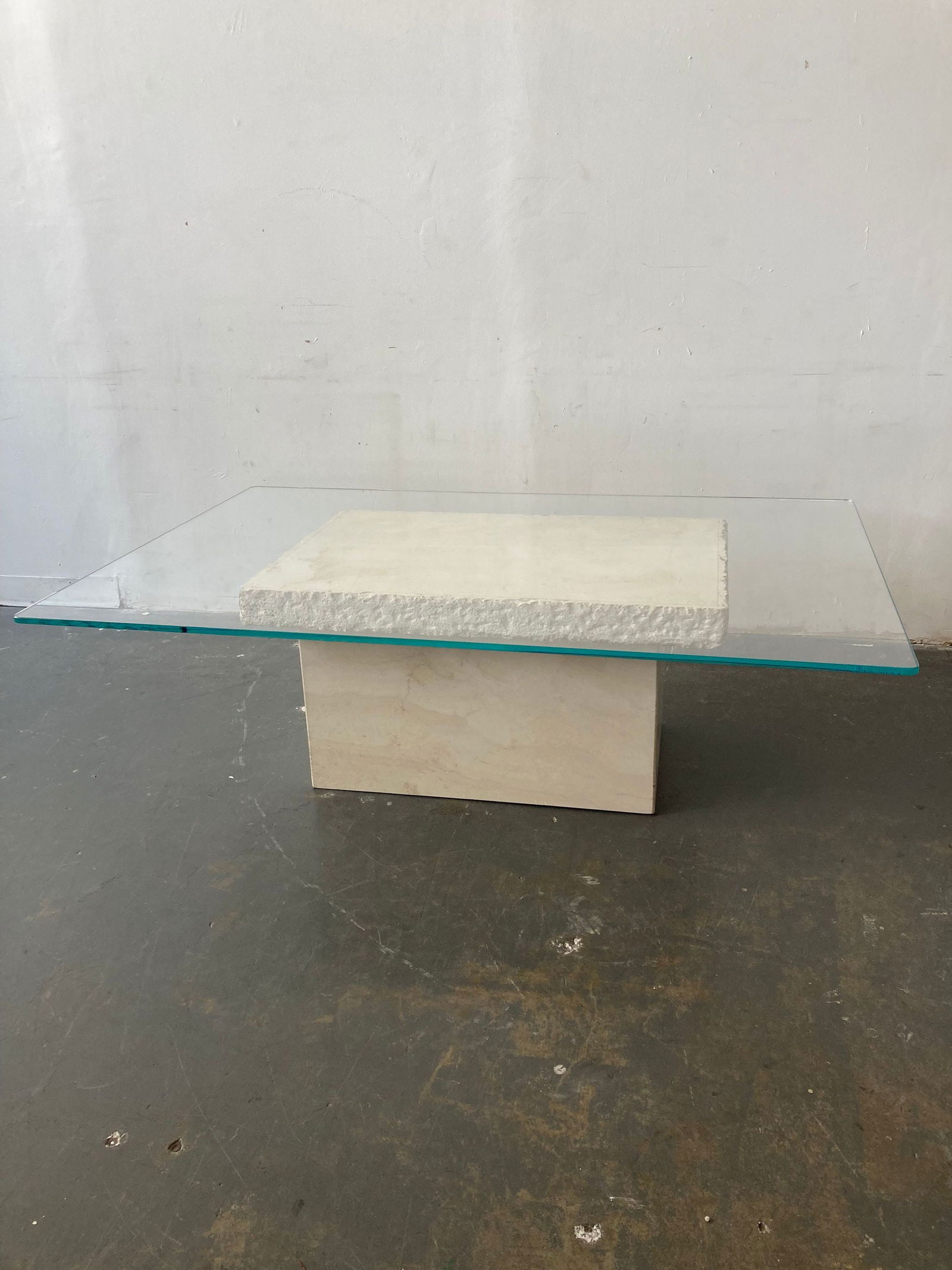 Glass Top Travertine Coffee Table (1 of 4)