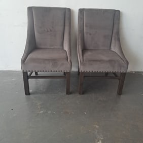 Restoration Hardware Perennials Velvet Nailhead Armchairs in Charcoal