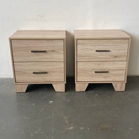Pair of Two-Drawer Wood Nightstands