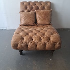 Leather Chaise Lounge with Pillows