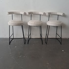 Set of Three Modern White Bar Stools