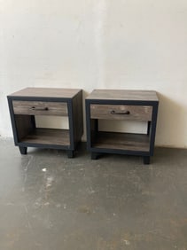 Pair of Nightstands with Drawer and Shelf