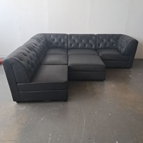 Black Sectional Sofa with Ottoman