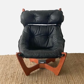 Odd Knutsen "Luna" Leather High Back Sling Lounge Chair