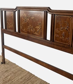 King Size Vintage Drexel Hand Painted Chinoiserie Headboard
