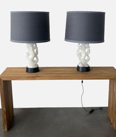 Maurizio Tempestini Mid-Century Alabaster Sculpted Flame Lamps - Pair