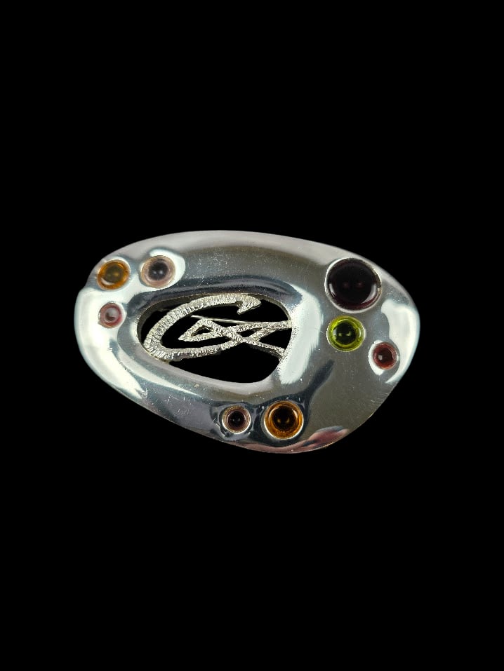 Christian Lacroix 1990's Style Vintage Silver Plate Brooch with Stones (1 of 2)