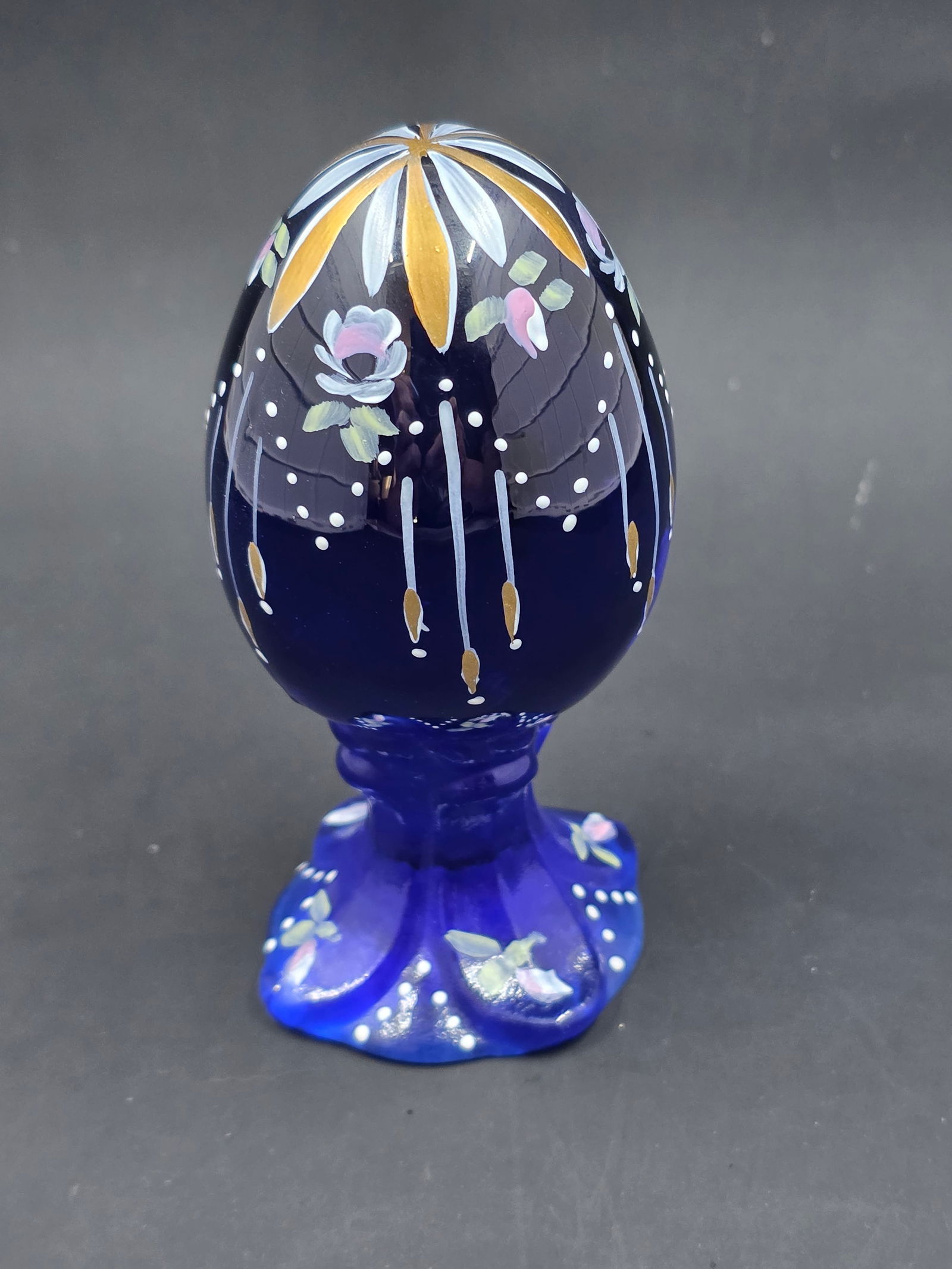 Fenton Hand Painted Blue Cobalt Egg Numbered 1386/3000 (1 of 4)