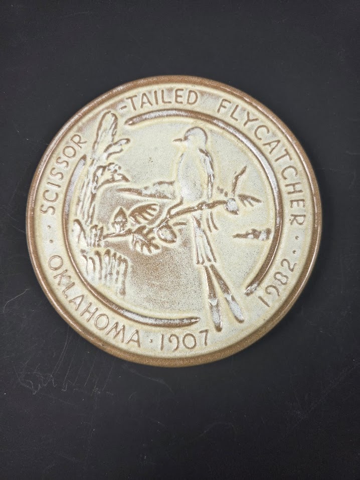Frankoma Desert Gold Oklahoma Trivet Oklahoma Scissor Tailed Flycatcher 1907-1982: Diamond JubileeYour doing fine Oklahoma