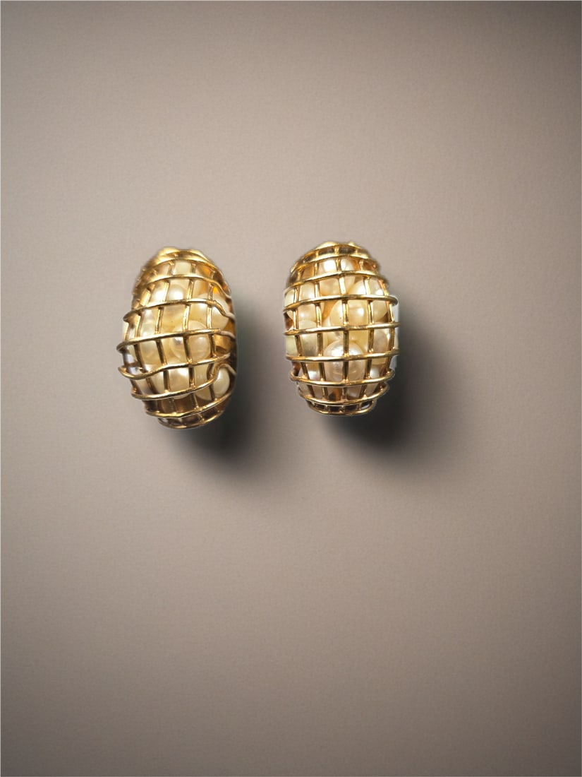 Le Vian 14k Gold Caged Pearl Clip Earrings. (1 of 8)