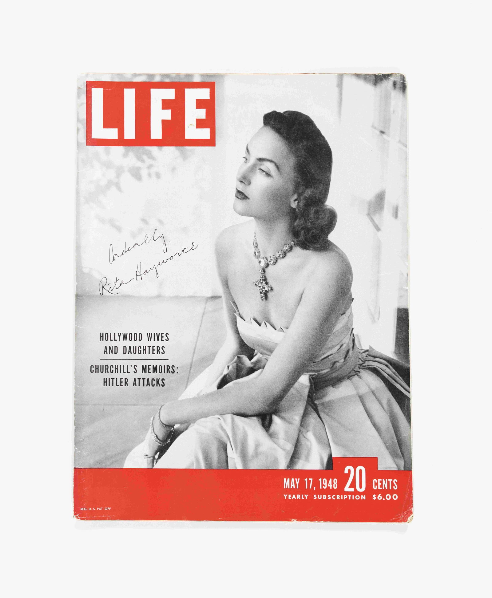 RITA HAYWORTH SIGNED LIFE MAGAZINE: RITA HAYWORTH SIGNED LIFE MAGAZINEProvenance and Authenticity:This item includes a certificate of authenticity. Authenticated Through Handwriting Comparison With Verified Signatures From The 1940S,