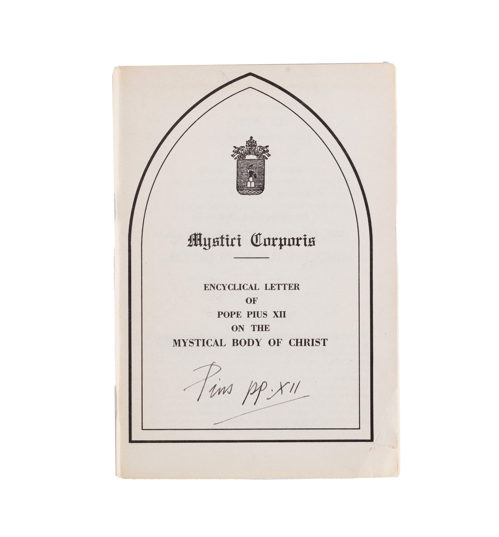 POPE PIUS XII - HAND-SIGNED PONTIFICAL ADDRESS OR SERMON PAMPHLET: POPE PIUS XII - HAND-SIGNED PONTIFICAL ADDRESS OR SERMON PAMPHLETProvenance and Authenticity:This item includes a certificate of authenticity. This exceptional religious artifact features the