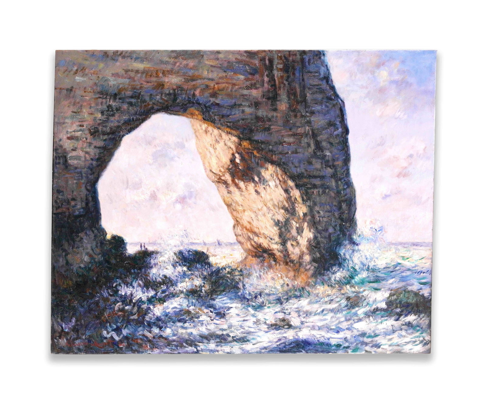 OIL ON CANVAS.IN THE STYLE OF CLAUDE MONET (1840–1926): OIL ON CANVAS.IN THE STYLE OF CLAUDE MONET (1840–1926)Dimensions:Image size:72.7 x 90.7 cm. All measured values are approximate.Provenance and Authenticity:This seascape painting is attributed to