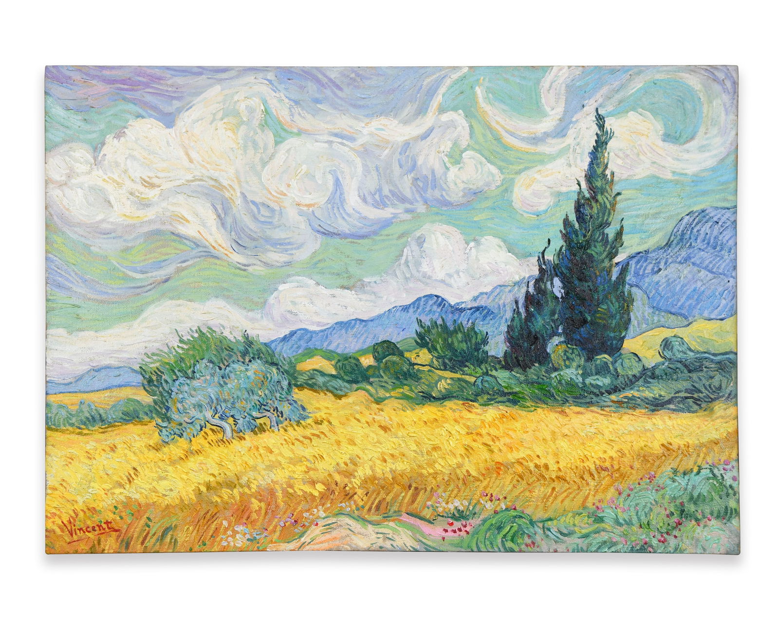 OIL ON CANVAS,IN THE STYLE OF VINCENT VAN GOGH (1853–1890): OIL ON CANVAS,IN THE STYLE OF VINCENT VAN GOGH (1853–1890)Dimensions:Image size: 45.6 x 65.1 cm. All measured values are approximate.Provenance and Authenticity:This oil painting is attributed to