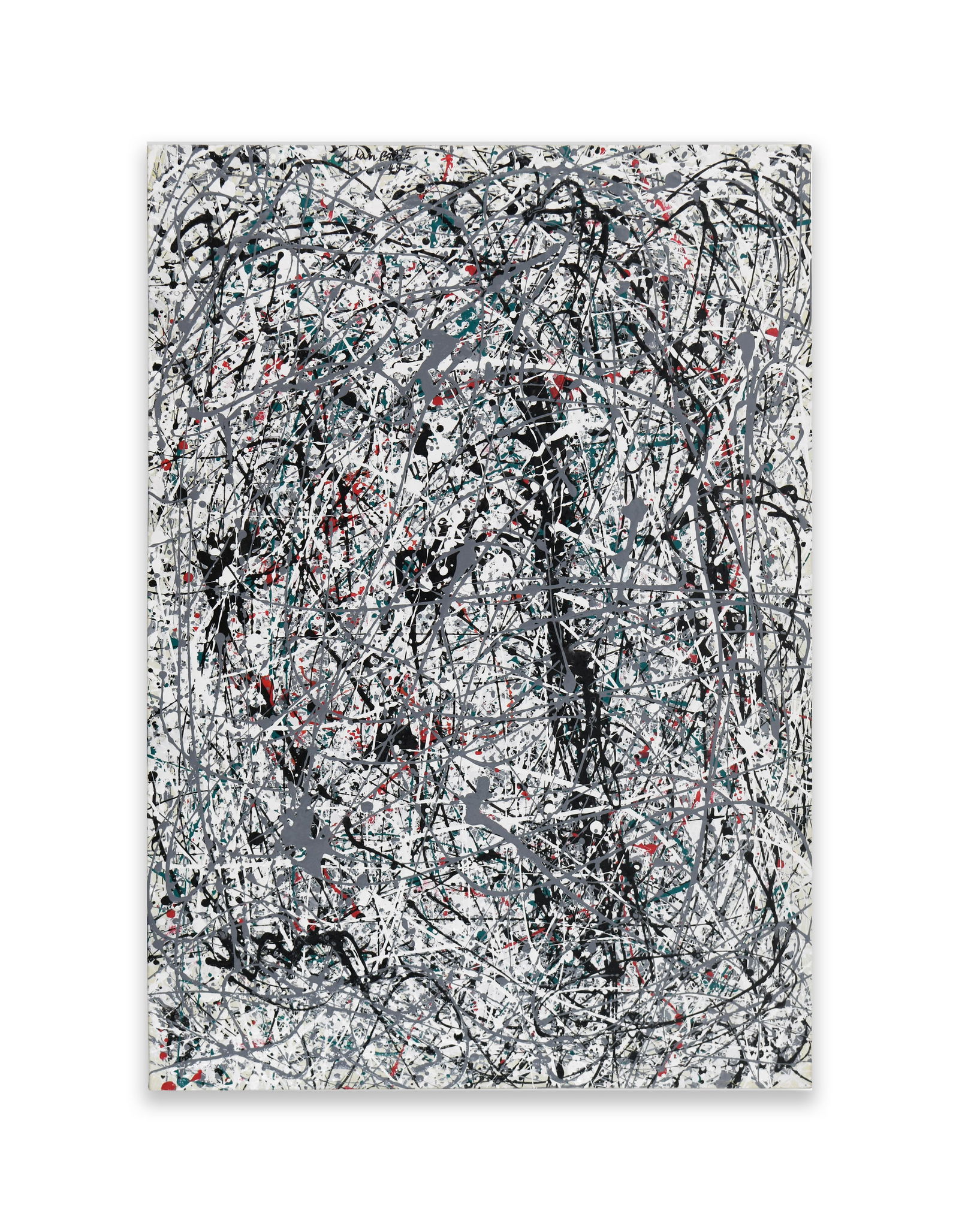 OIL, ENAMEL, AND ALUMINUM PAINT ON CANVAS,IN THE STYLE OF JACKSON POLLOCK (1912-1956): OIL, ENAMEL, AND ALUMINUM PAINT ON CANVAS,IN THE STYLE OF JACKSON POLLOCK (1912-1956)Dimensions:Image size:100 × 69.8 cm. All measured values are approximate.Provenance and Authenticity:This drip