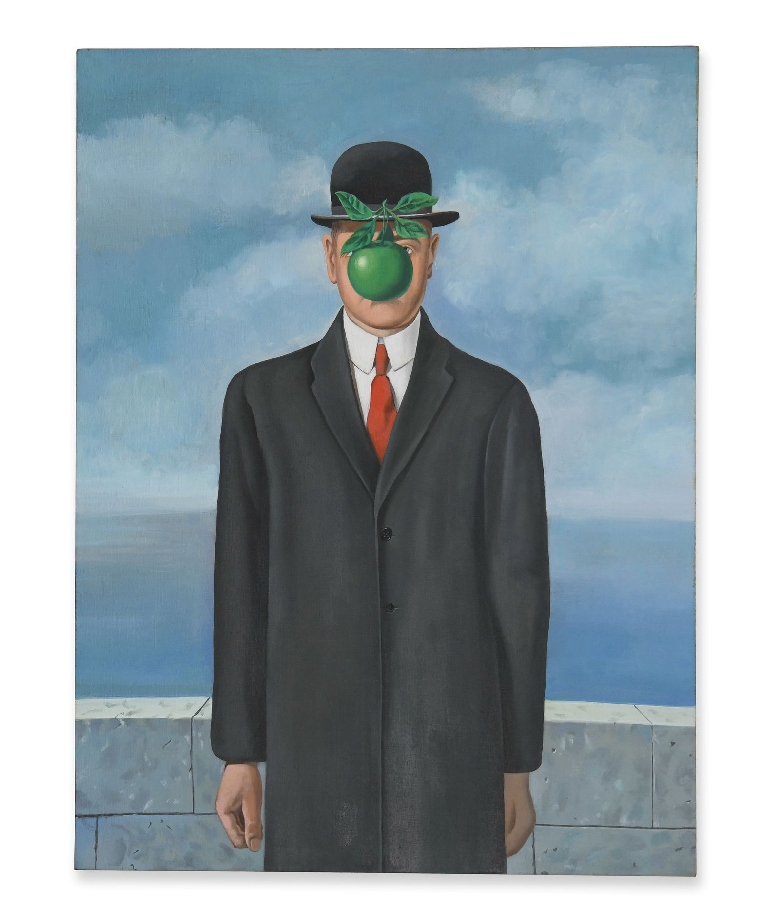 OIL ON CANVAS,IN THE STYLE OF RENé MAGRITTE (1898-1967): OIL ON CANVAS,IN THE STYLE OF RENé MAGRITTE (1898-1967)Dimensions:Image size:31 1/2 x 23 1/2 in. All measured values are approximateProvenance and Authenticity:This acrylic painting is attributed to