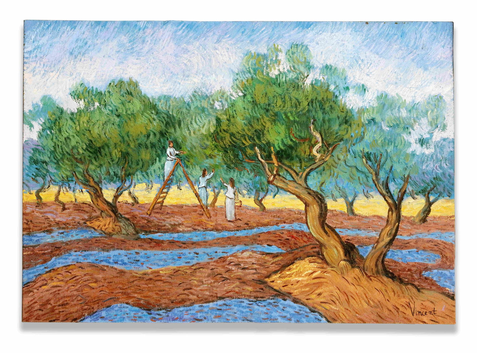 OIL ON CANVAS,IN THE STYLE OF VINCENT VAN GOGH (1853–1890): OIL ON CANVAS,IN THE STYLE OF VINCENT VAN GOGH (1853–1890)Dimensions:Image size:50 x 71.4 cm. All measured values are approximate.Provenance and Authenticity:This landscape painting is attributed