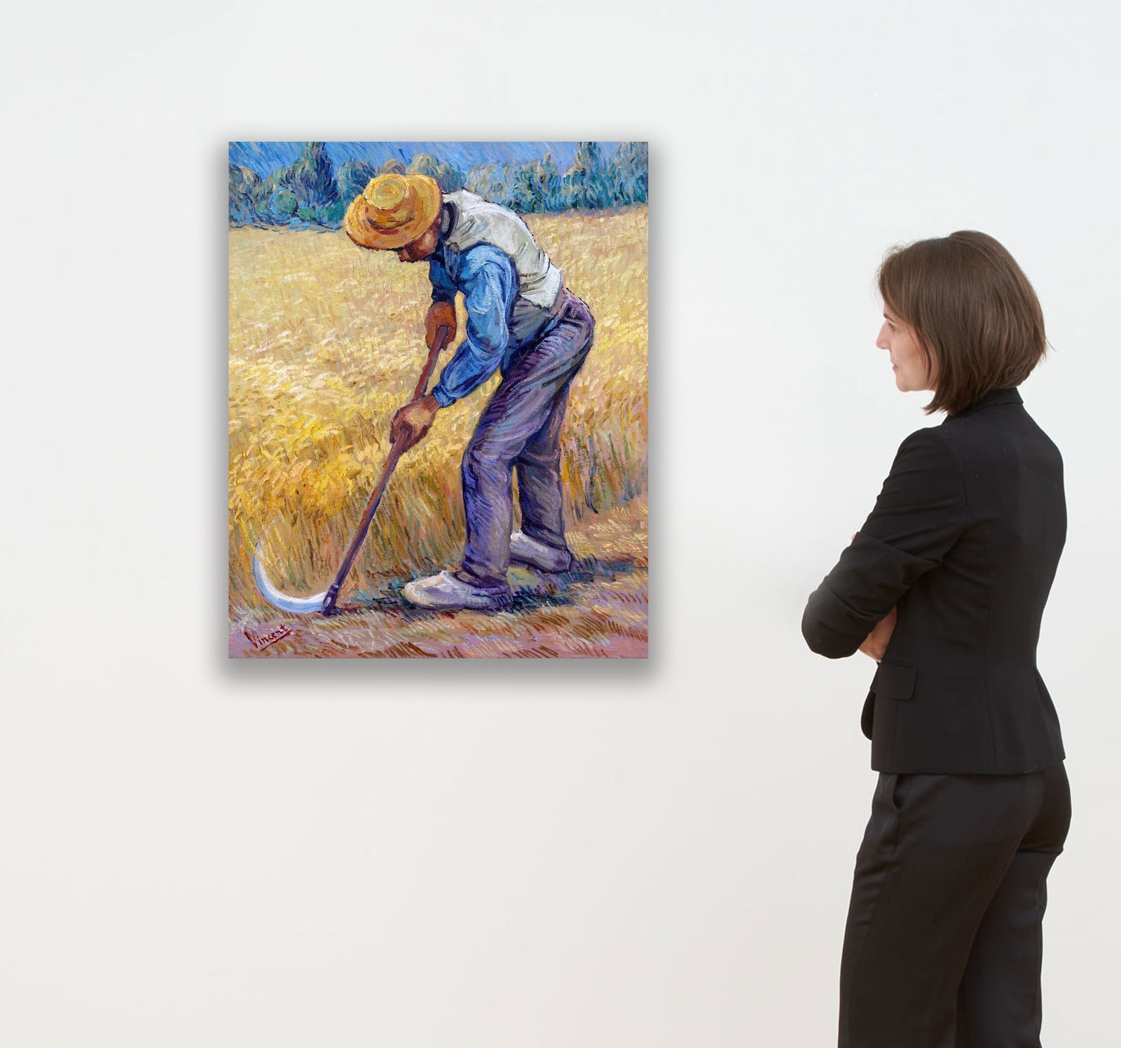 OIL ON CANVAS,IN THE STYLE OF VINCENT VAN GOGH (1853–1890): OIL ON CANVAS,IN THE STYLE OF VINCENT VAN GOGH (1853–1890)Dimensions:Image size:58.5 x 47.5 cm. All measured values are approximate.Provenance and Authenticity:This figurative painting is