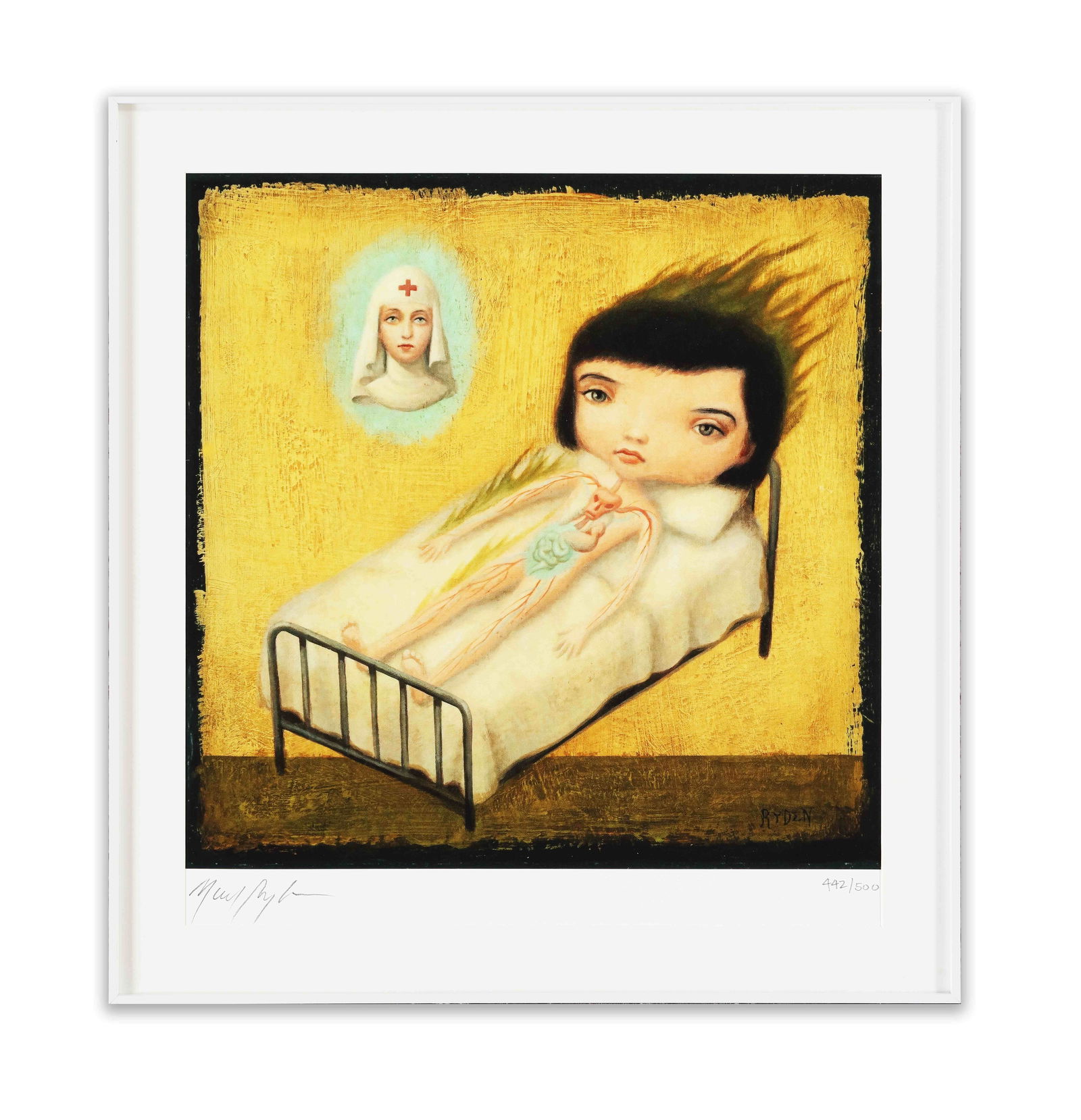 MARK RYDEN, DREAMER ON A HOSPITAL BED: MARK RYDEN, DREAMER ON A HOSPITAL BEDProvenance and Authenticity:This work is a limited edition print by Mark Ryden, an American contemporary artist widely regarded as the leading figure of the Pop