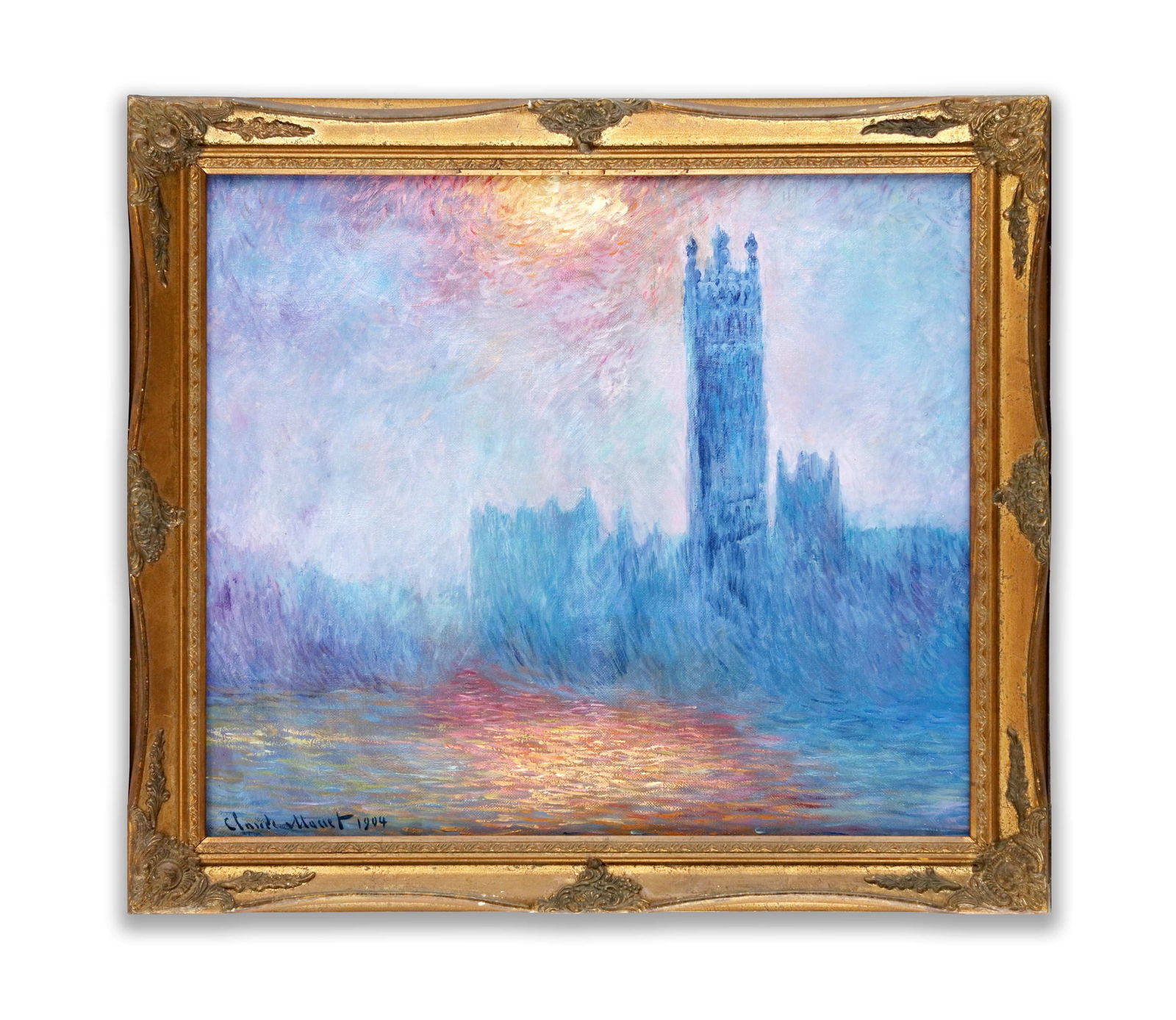 OIL ON CANVAS.IN THE STYLE OF CLAUDE MONET (1840–1926): OIL ON CANVAS.IN THE STYLE OF CLAUDE MONET (1840–1926)Dimensions:Image size:51.5 x 60 cm. All measured values are approximate. Outer frame size:62 x 69.5 cm. All measured values are