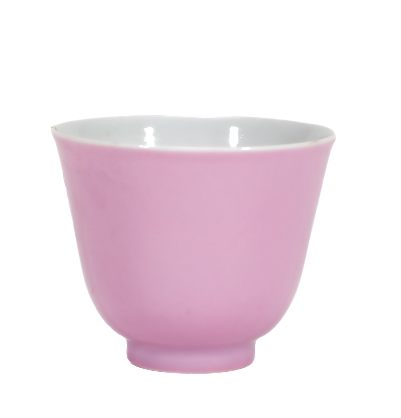 A PINK-GLAZED CUP: A PINK-GLAZED CUP Dimensions: Width: 6.5 cm (2.6 in.), Height: 5.5 cm (2.2 in.). All measurements are approximate.