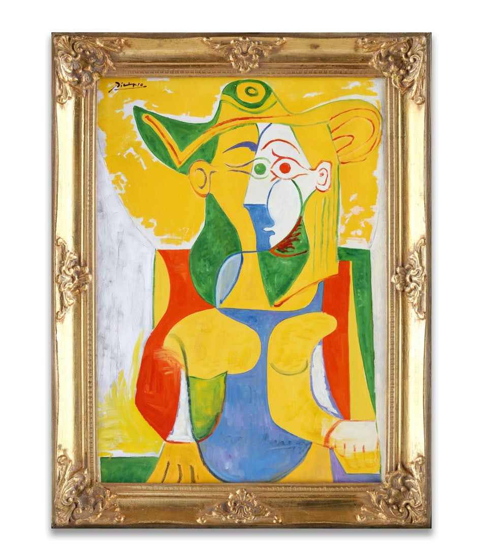 IN THE STYLE OF PABLO PICASSO (1881-1973), OIL ON CANVAS: IN THE STYLE OF PABLO PICASSO (1881-1973), OIL ON CANVAS Dimensions: Image size: 70.3 x 50 cm. All measured values are approximate. Outer frame size: 84.3 x 64.3 cm. All measured values are