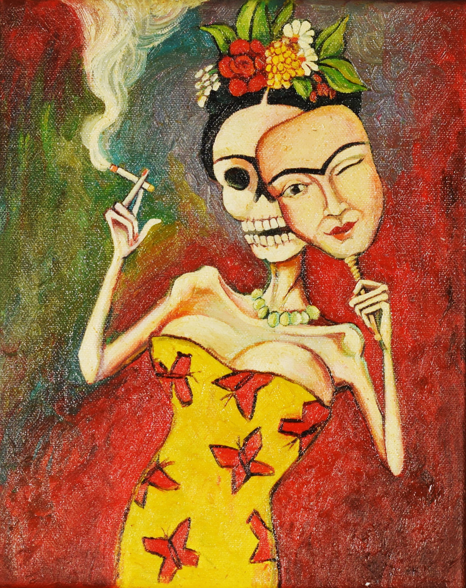 IN THE STYLE OF FRIDA KAHLO (1907-1954), SELF-PORTRAIT WITH DUALITY, OIL ON CANVAS (1 of 2)