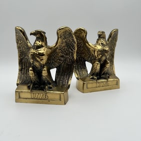 Vintage American Federal Brass Eagle Bookends - Pair