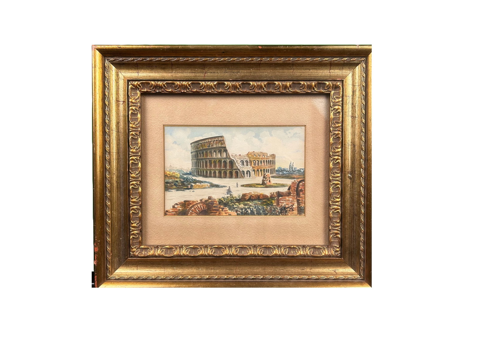 Watercolor of Colosseum in Rome, Italy, by E. Marozzo (1 of 1)