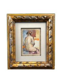 "Femme Nue Assise" by Edna Gass (1904-1933), Framed
