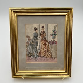 Vintage "Petit Point" embroidery, Framed under Glass