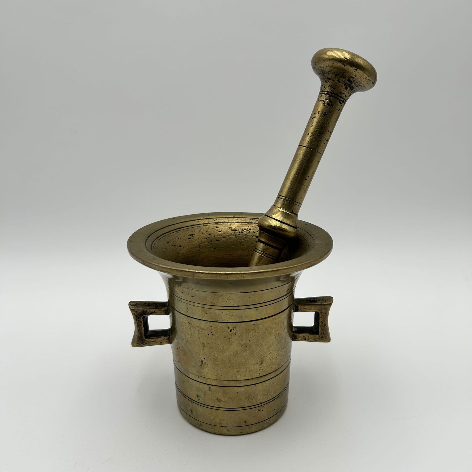 Brass Mortar and Pestle #2 - Large: German Phamcist Messingmoerser with Pestle - large. Pestle measures 9.625