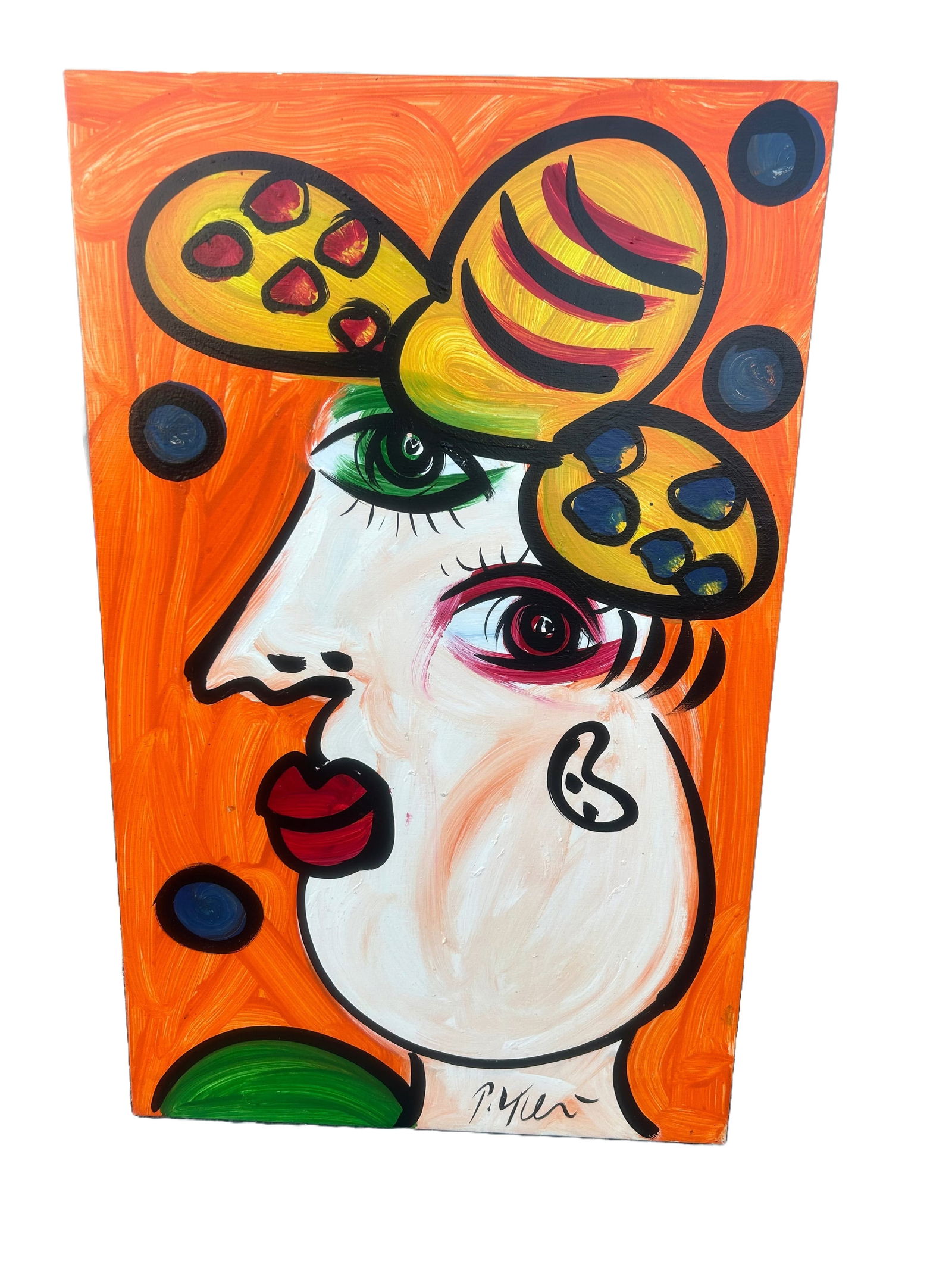 "Orange" by Peter Robert Keil: Vintage Peter Robert Keil acrylic on canvas. Fresh to market.