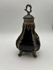 Vintage Castilian Imports Ornate Porcelain & Bronze Bottle Vase