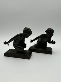 Patinated Bronze "Children Playing" Bookends by Edith Barretto Parsons (Pair)