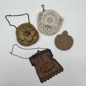 Lot of Four (4) Vintage Beaded Hand Bags Clutch Purses