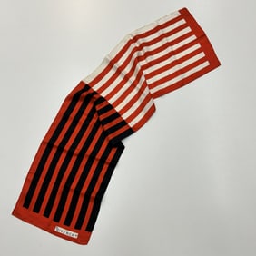 Vintage Givenchy Paris 100% Silk Red Black White Stripes Scarf