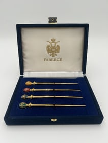 Faberge Enamel Imperial Egg Cocktail/Sherbet Stirrers