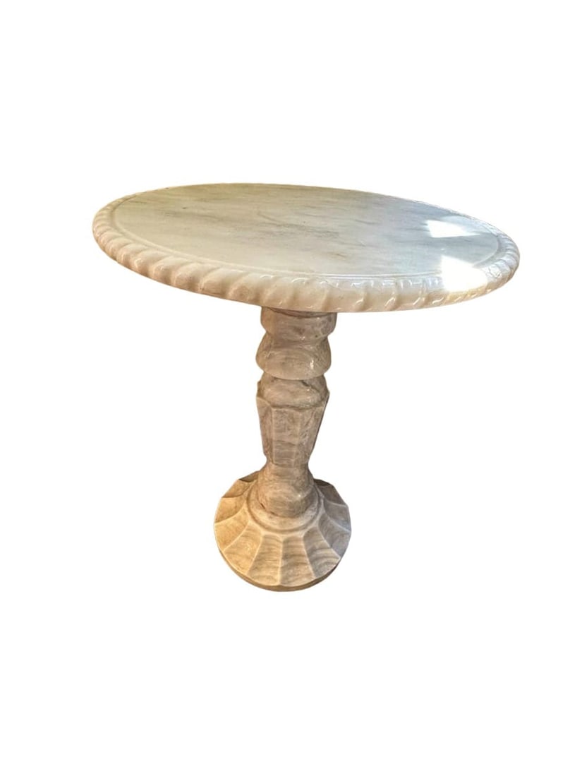 Vintage 1920s Solid Marble Round End Table #2 - 2