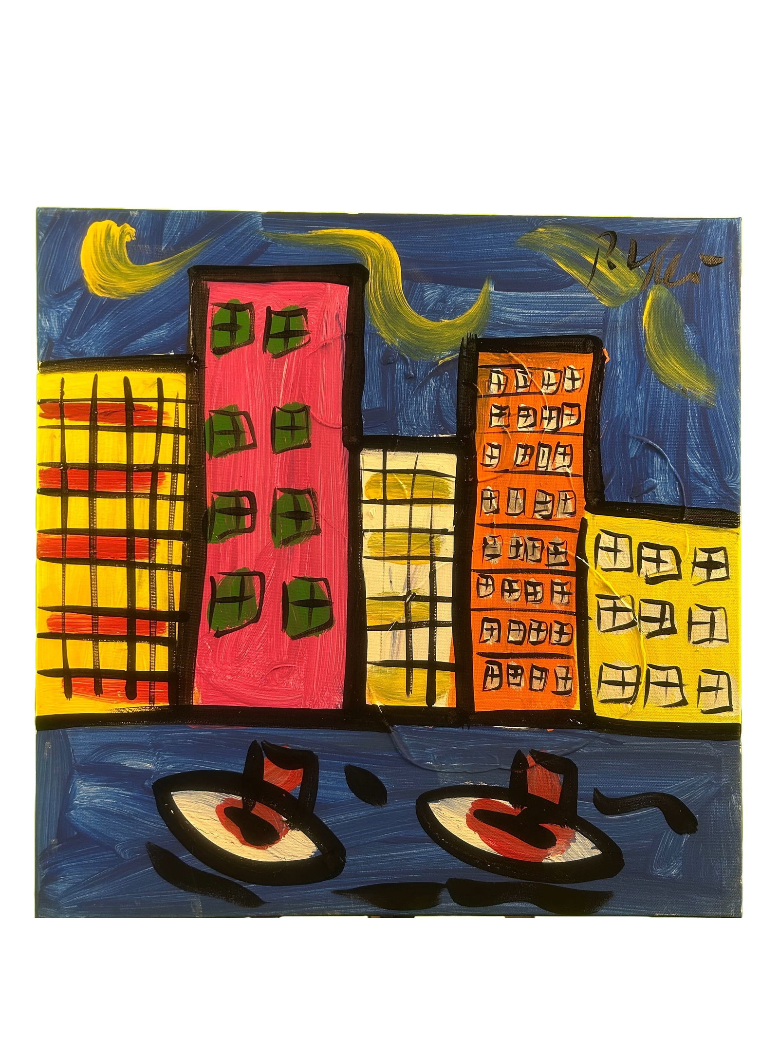 "New York" by Peter Robert Keil: Vintage Peter Robert Keil acrylic on canvas. Fresh to market.