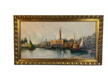 Vintage Venice Oil Painting by Martinez